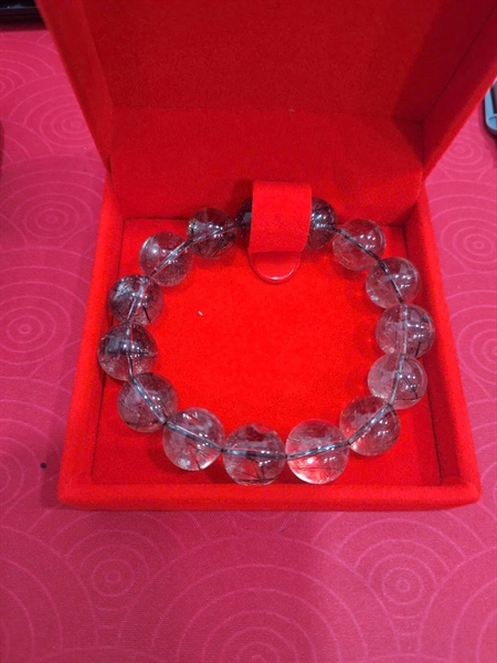 Vòng tay thạch anh tóc đen 15 hạt ly 14.89-14.15mm (975238) +