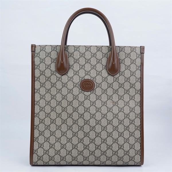 Túi GG Tote xám viền nâu (I039189065) sz30 (HT)+