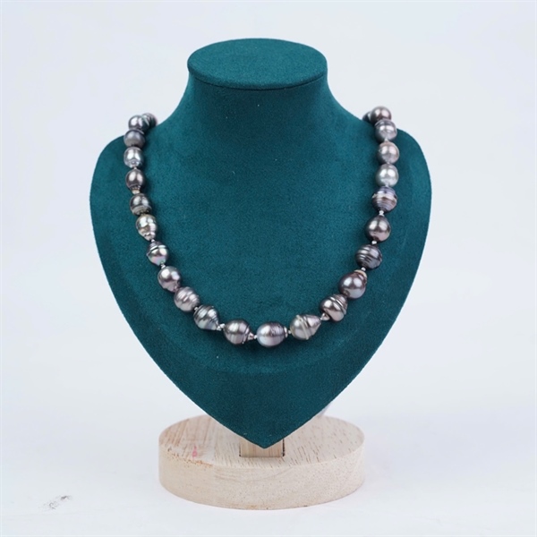 Dây chuyền Saltwater Cultured Pearls đen sz8.2-11mm KG+