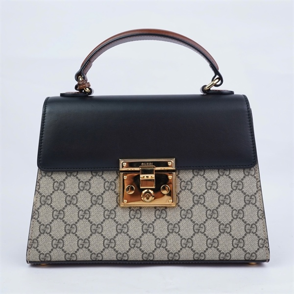 Túi GG Padlock xám nắp đen kèm 2 chìa (I022370817) sz đáy 28cm-miệng 23cm +