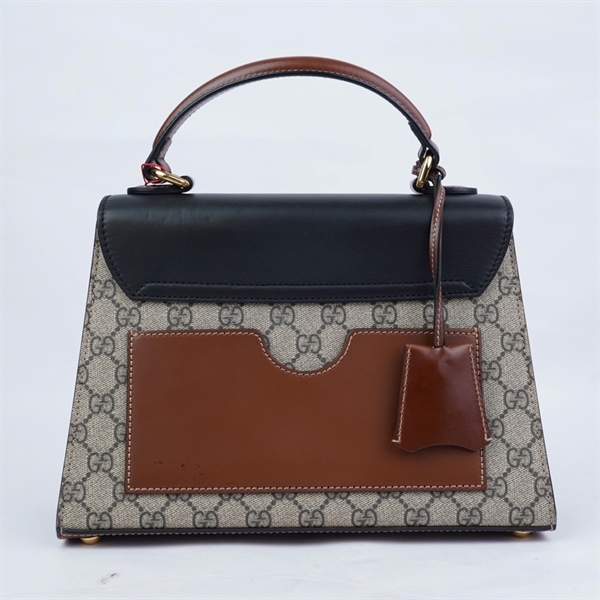 Túi GG Padlock xám nắp đen kèm 2 chìa (I022370817) sz đáy 28cm-miệng 23cm +