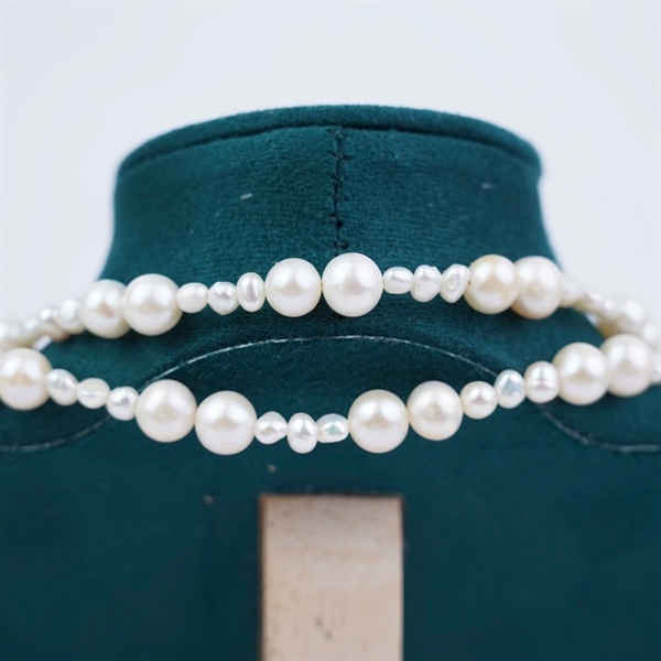 Dây chuyền Cultured Pearls trắng sz3.5-7.6mm KG+