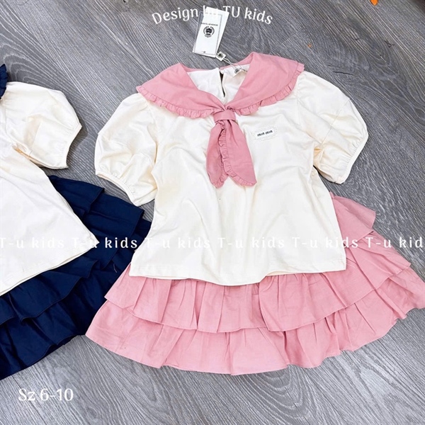 Set áo cổ bèo hồng min min (6-10)
