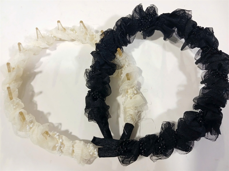 Bờm REN - PHỐI DÂY HẠT LI TI, be -đen, SP2124