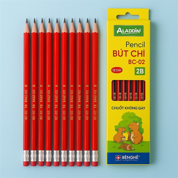Bút Chì Gỗ Bến Nghé BC-02 Aladdin – Chuốt Không Gãy, Viết Êm – Chính Hãng Học Sinh
