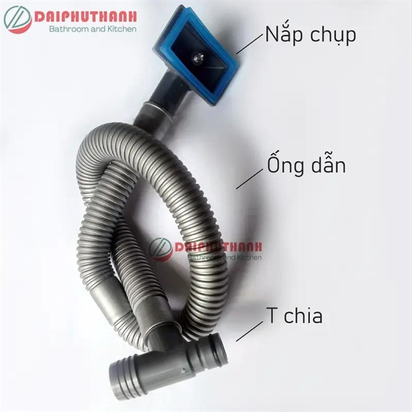 Bộ xả tràn xiphong chậu chén: nắp chụp-ống dẫn-T chia (I)