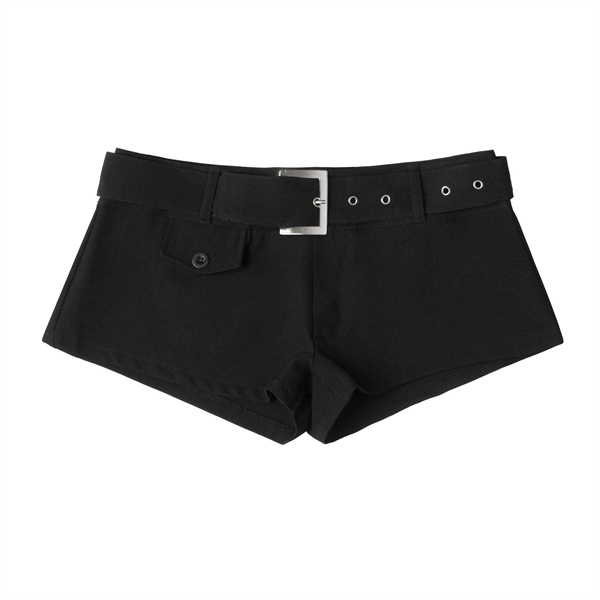 Quần Short Ngắn TWENTI Siêu Ngắn Kèm Thắt Lưng - ĐEN - 0