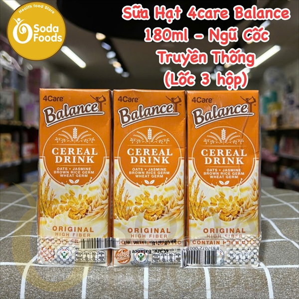 Sữa Hạt 4care Balance 180ml - Ngũ Cốc Truyền Thống (Lốc 3 hộp)