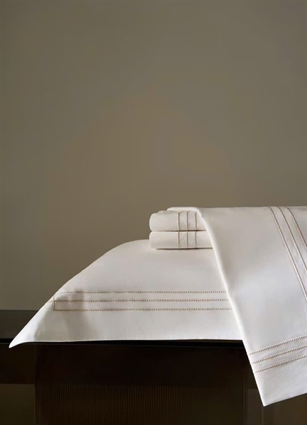 Bộ ga trắng 3 viền be | Cotton percale 320TC - MT01.02