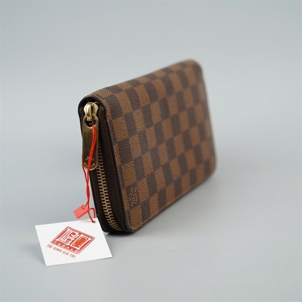 Ví LV zip ô vuông nâu (VI2078) KG+