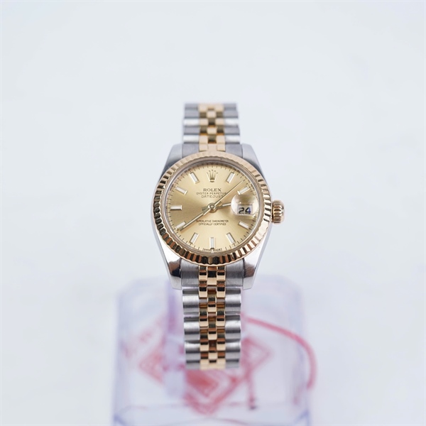 Đồng hồ Rolex bạc mặt vàng (Z151676) sz28 (HC) KG+