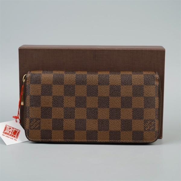 Ví LV zip ô vuông nâu (VI2078) KG+