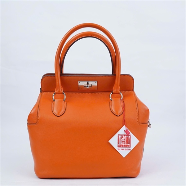 Túi Hermes Toolbox cam kèm lót form stamp P sz20 (HN) KG+