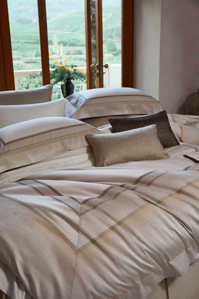 Bộ ga be nhiều viền | 100s Cotton hai lớp - NY02.01