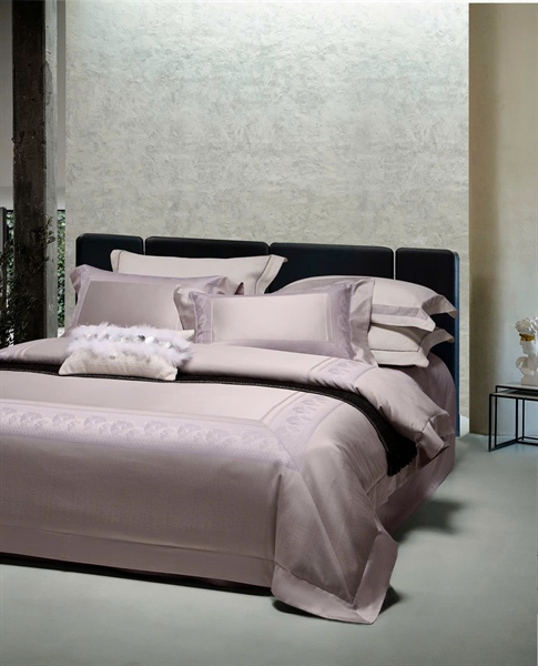 Bộ ga tím viền lá | 100s Cotton hai lớp - NY02.05
