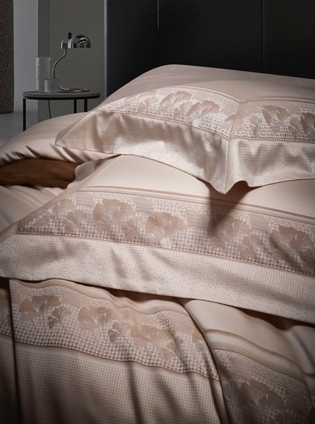 Bộ ga be viền lá | 100s Cotton hai lớp - NY02.04