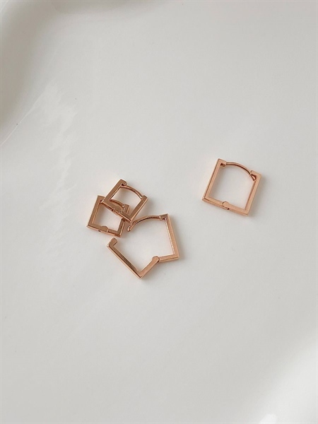 14K Square One-touch earring (3 size)