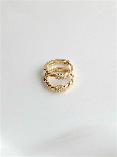 14K Cubic Twist Ring Earrings (đôi) (M)