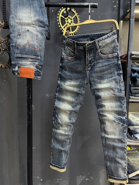 Jean THREE - TD754-Q Premium SS25 xanh was túi cam