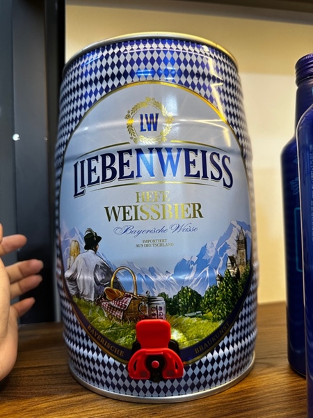 Bia Liebenweiss hefe weissbier 5.1% Bom 5 lít Đức