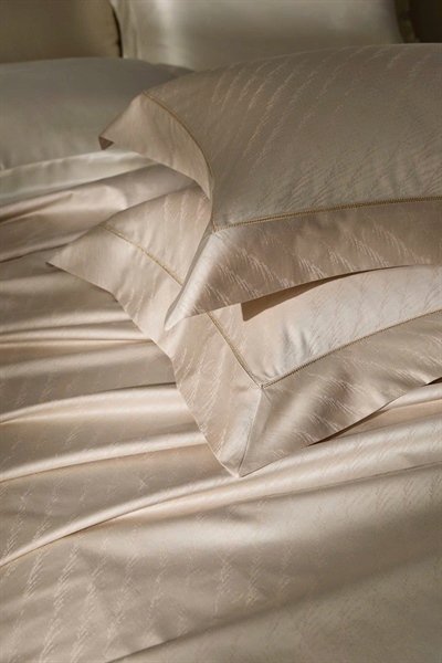 Bộ ga gấm be viền ren dệt lá nhí - Gấm Cotton - NY03.01