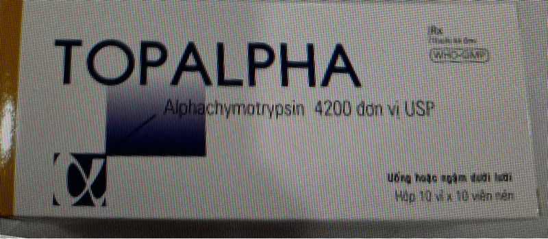 Topalpha (Alphachymotrypsin 4200) (Hộp 10 vỉ x 10 viên) - US Pharma USA