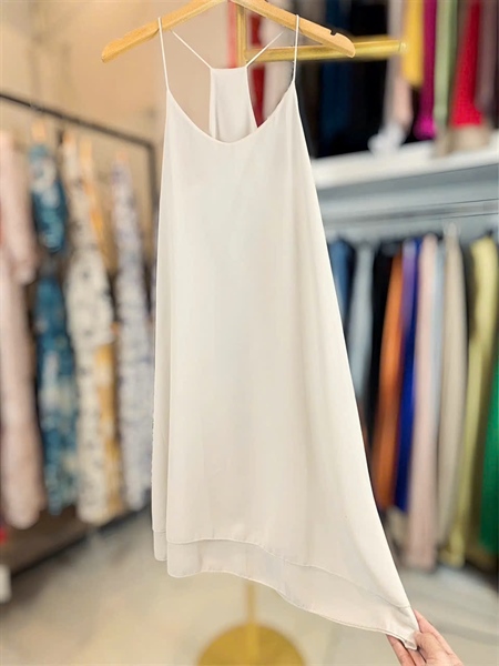 Đầm voan hai dây trắng