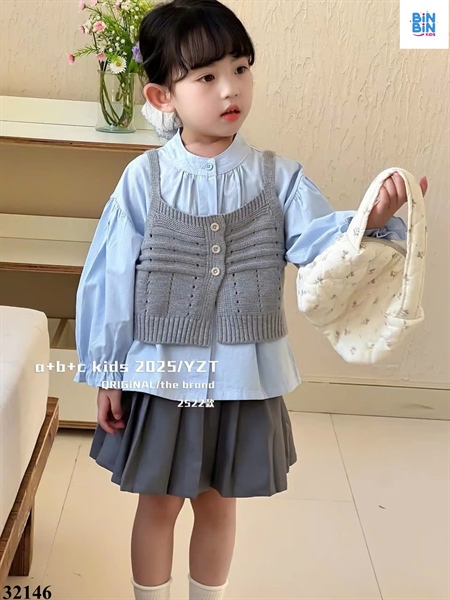 33146-Set váy 3 ct xanh xám Gile dây