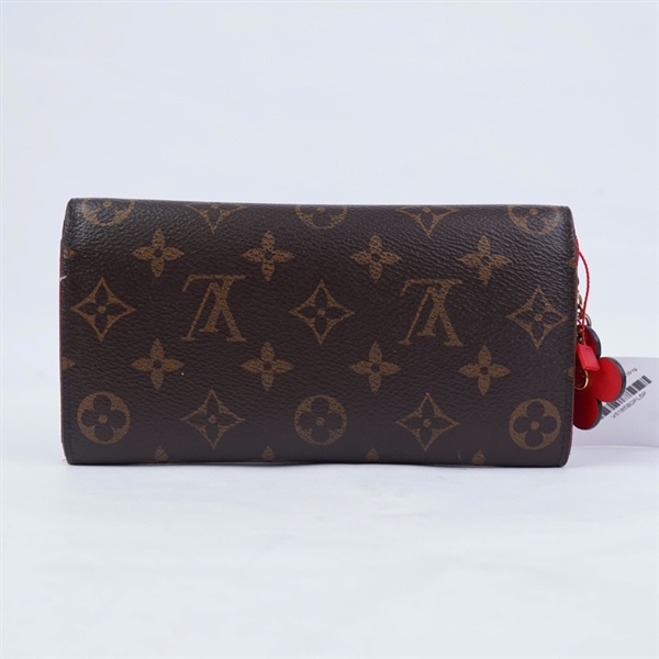 Ví LV hoa nâu nút hoa lòng đỏ KG+
