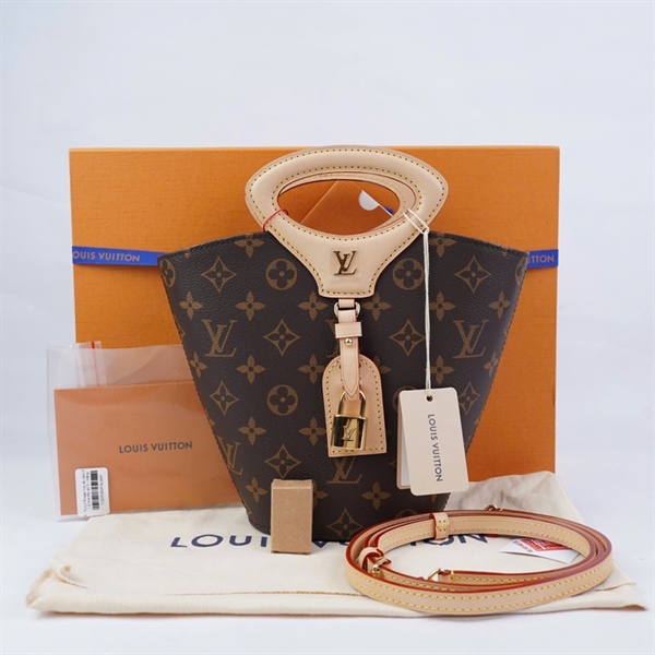 Túi LV Rivage hoa nâu kèm ổ + 2 chìa đáy sz13 - miệng sz24 KG+