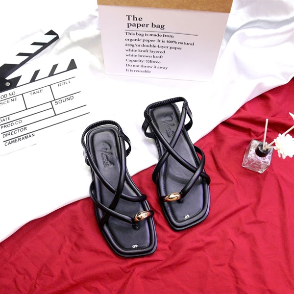 Sandal Bệt Hậu Thun Kẹp Xỏ Khóa Nhẫn