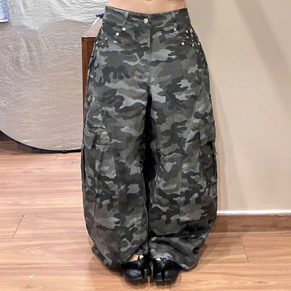 Quần Dài TWENTI Rằn Ri Túi Hộp Form Rộng - CAMO Xanh-đinh tán - 0