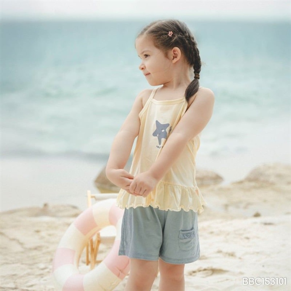 BU Bộ áo 2 dây, quần đùi bé gái Bamco