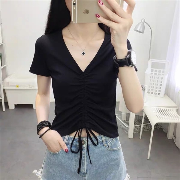 ÁO THUN CỔ TIM RÚT DÂY BODY