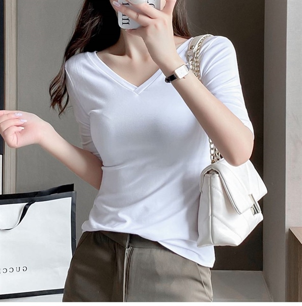 ÁO THUN CỔ TIM TAY LỬNG BODY (TIM TRƯỚC TIM SAU)