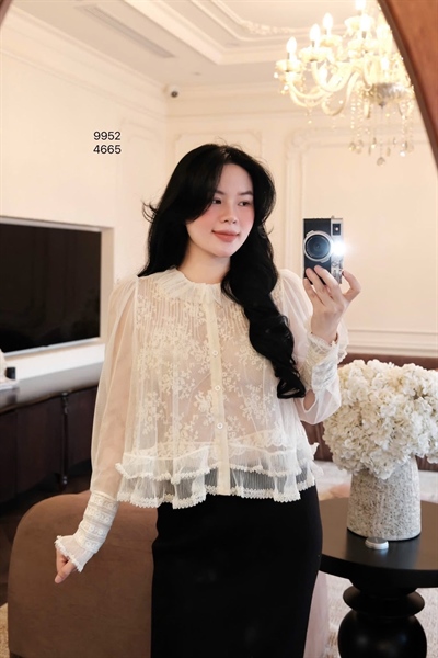 Sơmi ren gấu tầng ( TRẮNG ) 9952