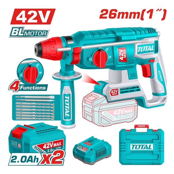 Máy khoan bê tông không chổi than dùng pin 42V Total TRHLI422682