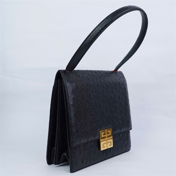 Túi Givenchy đen da đà điểu sz25 (HN) KG+