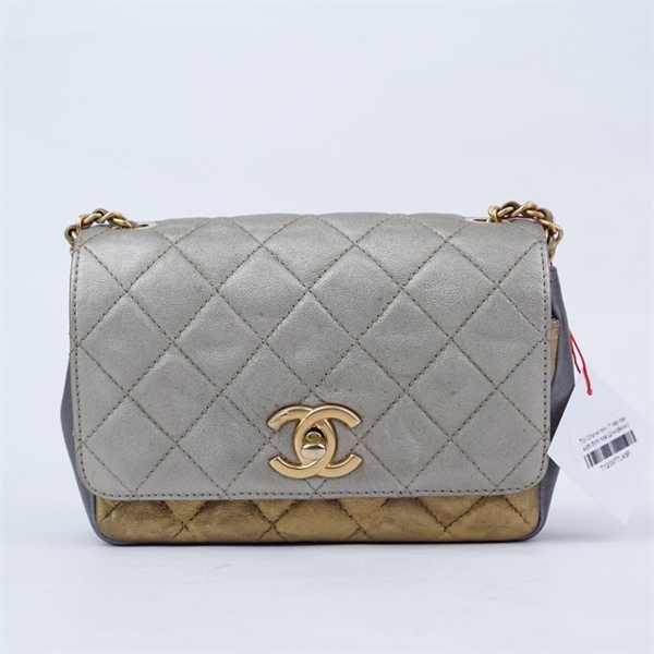 Túi Chanel mini 7 nắp bạc xích đính hoa (24408444) sz17 (BQ) KG+