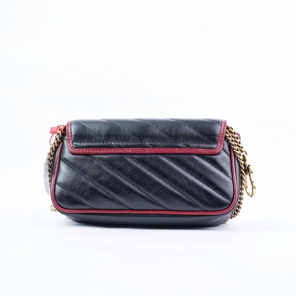 Túi GG Marmont đen viền đỏ (574969-496334) sz17 (BQ) KG+