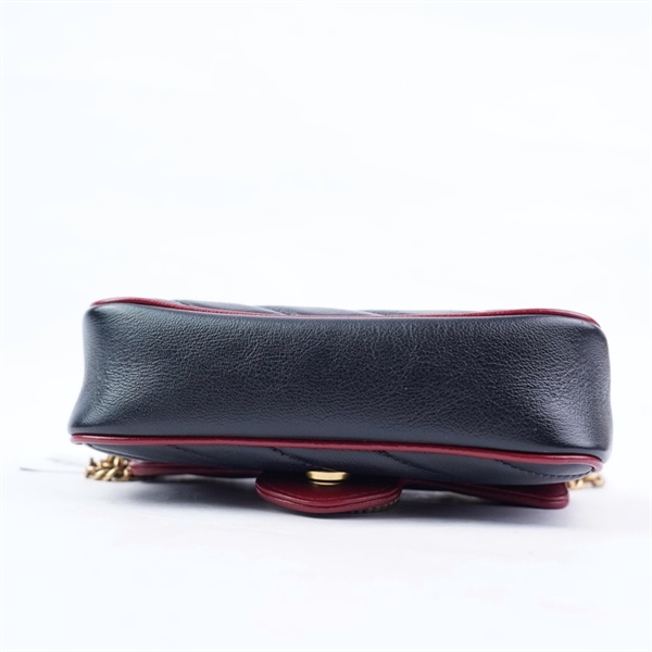 Túi GG Marmont đen viền đỏ (574969-496334) sz17 (BQ) KG+