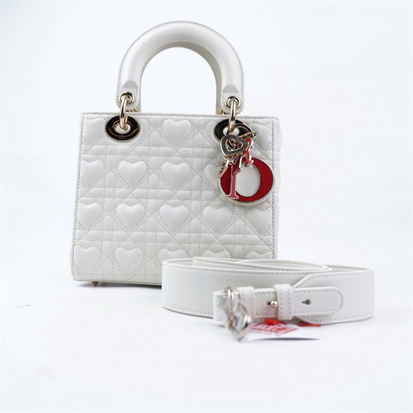 Túi Dior Lady trắng trái tim (10-MA-0261) szS (BQ) KG+