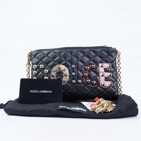 Túi D&G kẹp nách đen in chữ sz19 (BQ) KG+