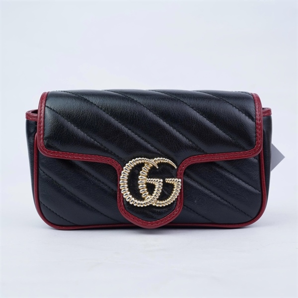 Túi GG Marmont đen viền đỏ (574969-496334) sz17 (BQ) KG+