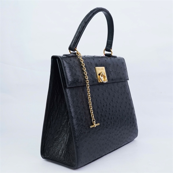 Túi Celine đen da đà điểu sz27 (HN) KG+