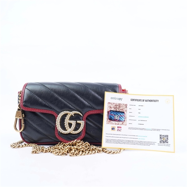 Túi GG Marmont đen viền đỏ (574969-496334) sz17 (BQ) KG+