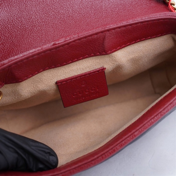 Túi GG Marmont đen viền đỏ (574969-496334) sz17 (BQ) KG+