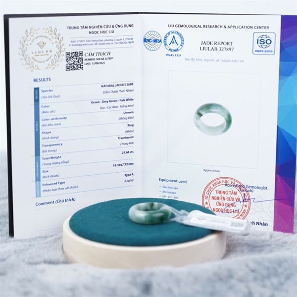 Nhẫn cẩm thạch xanh My sz18.39x7.72 (327897) +
