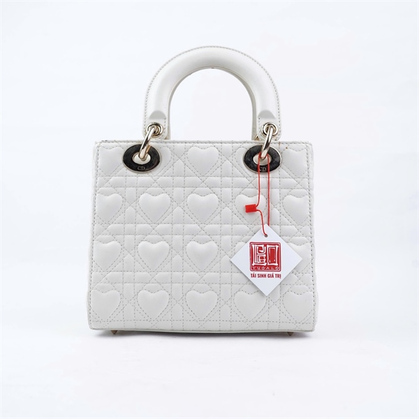 Túi Dior Lady trắng trái tim (10-MA-0261) szS (BQ) KG+