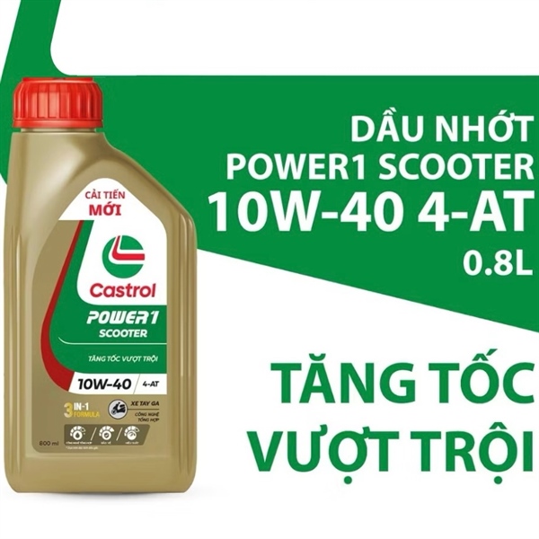 Nhớt xe tay ga Castrol Power 1 Scooter 10W-40 4-AT 800ml